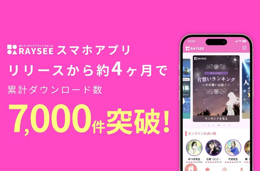 占いサービス『RAYSEE』7,000ダウンロード突破！
