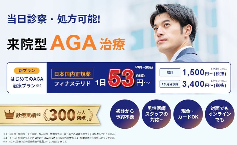 イースト駅前クリニック、男性専門のED・AGA治療で全国展開