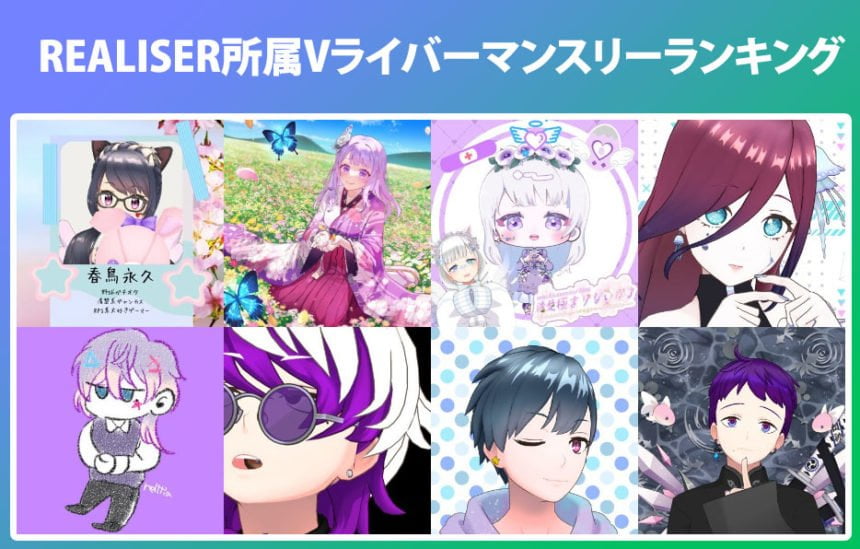 Vライバー事務所「REALISER(レアリゼ)」の2024年5月のマンスリーランキングの結果