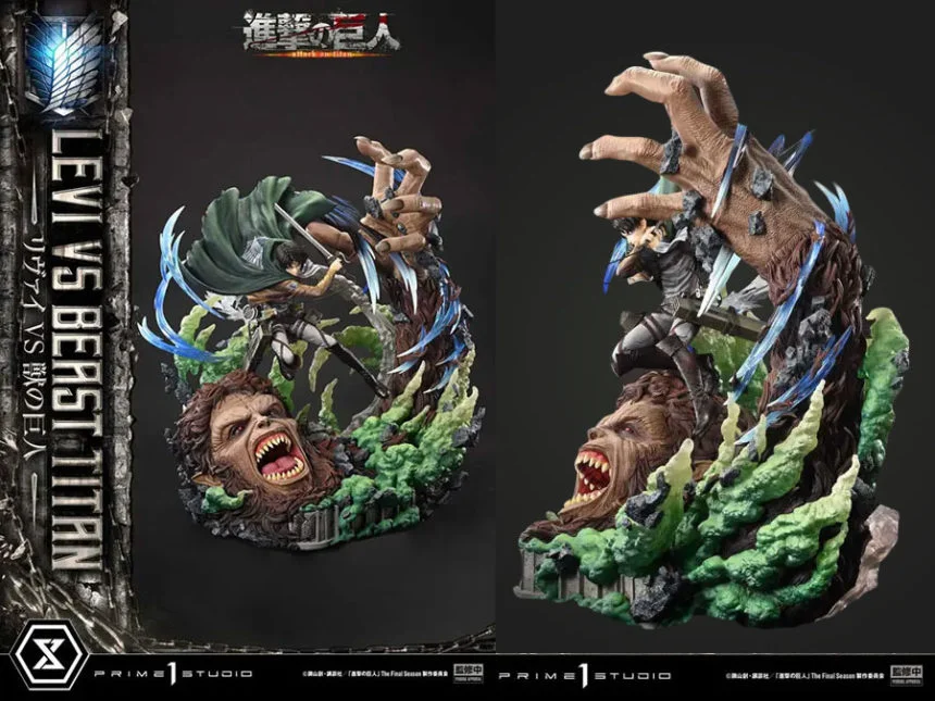 進撃の巨人ファン必見！リヴァイ VS 獣の巨人フィギュアが登場