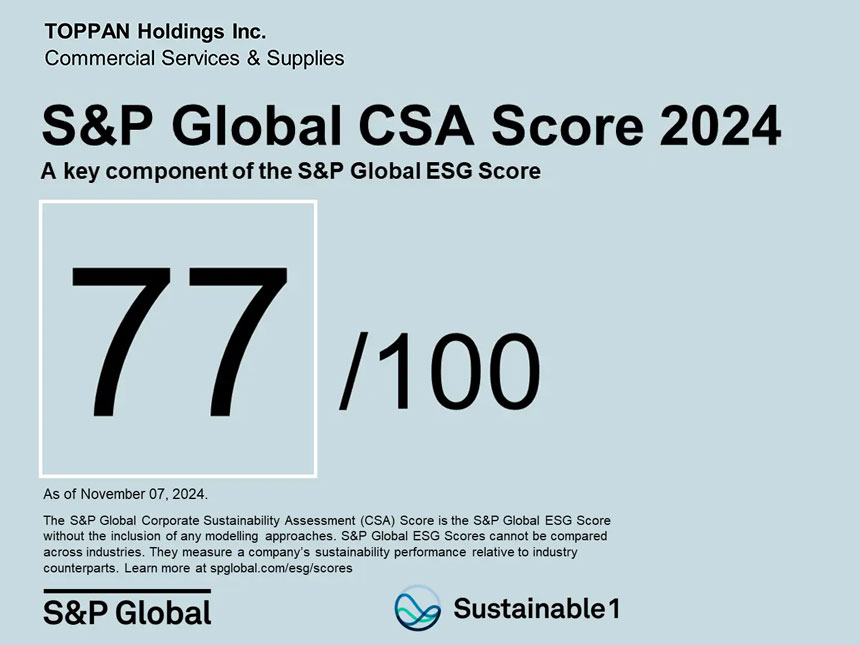 TOPPANホールディングス、DJSI Worldで2年連続選定