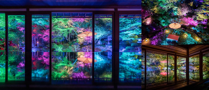 主屋の座卓に反射する“リフレクション撮影”