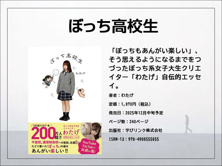 「わたげ」の自伝的エッセイ『ぼっち高校生』