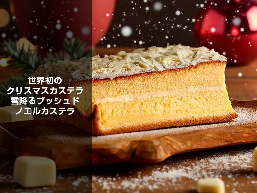 台湾カステラ発祥の名店 GRAND CASTELLA、世界初の“クリスマスカステラ”『雪降るブッシュドノエルカステラ』を発売