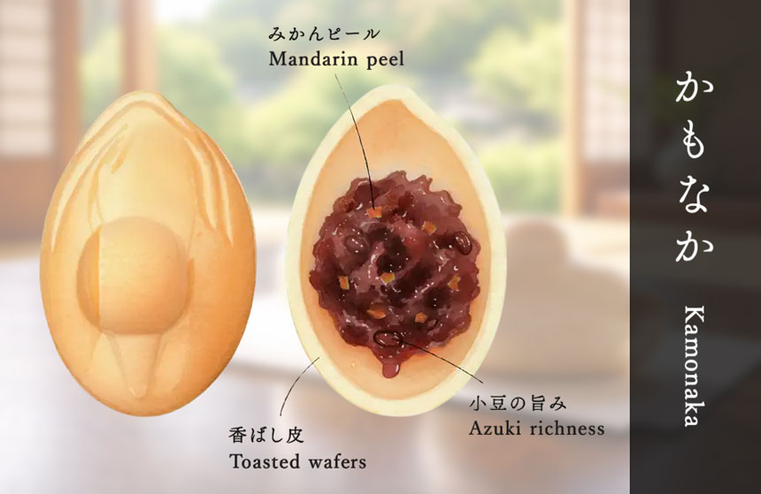 香ばしく焼き上げた最中皮に、小豆の豊かな旨味