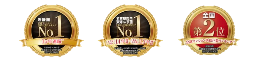 近畿圏で15年連続、名古屋市内で14年連続となる分譲マンション供給戸数ランキング第1位