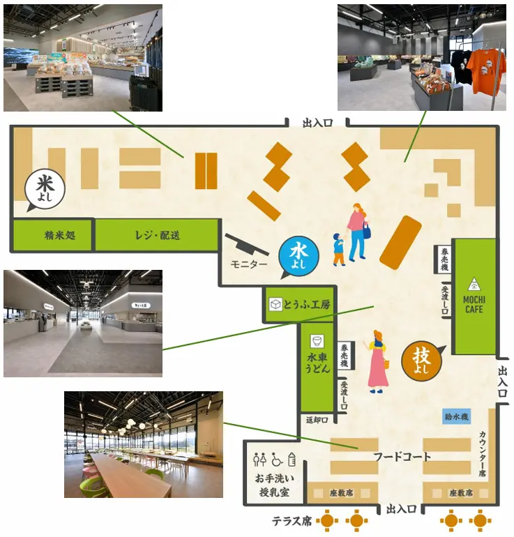 米菓 × 飲食の複合施設