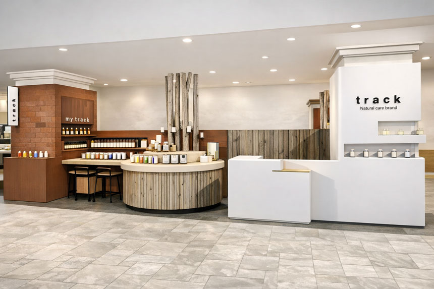 横浜の街並みをイメージしたレンガ調のデザイン