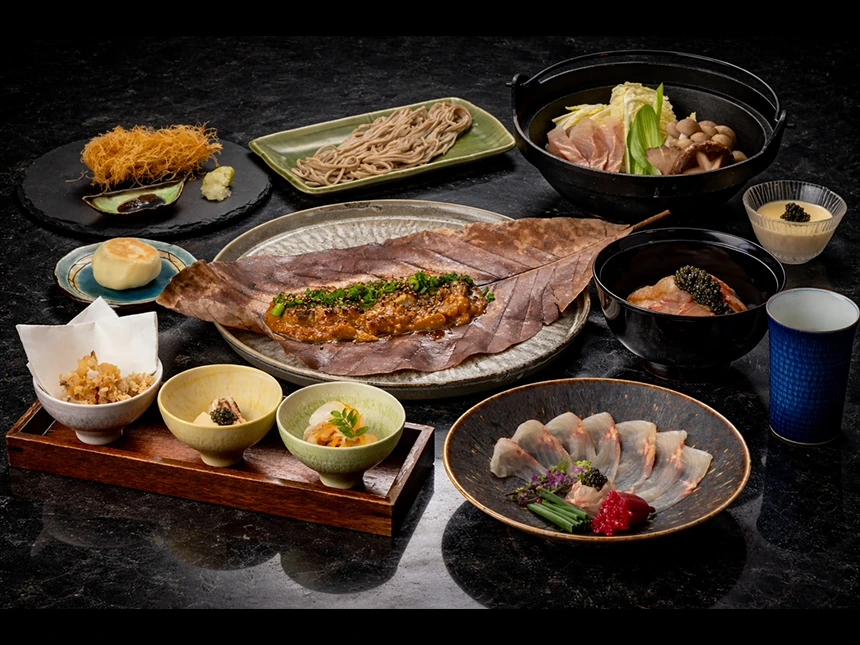 やま星のチョウザメ囲炉裏会席プラン