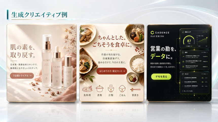 デザイン指示に忠実な広告クリエイティブの生成が可能