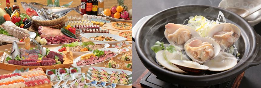 九十九里産蛤の酒蒸し付き サンライズディナーブッフェプラン