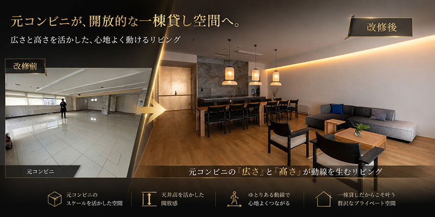 元コンビニを宿泊施設へ転換