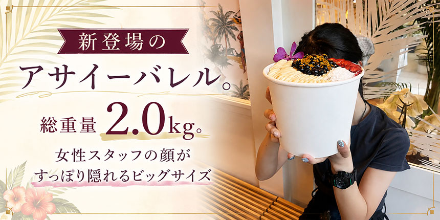 新登場のアサイーバレル。総重量2.0kg