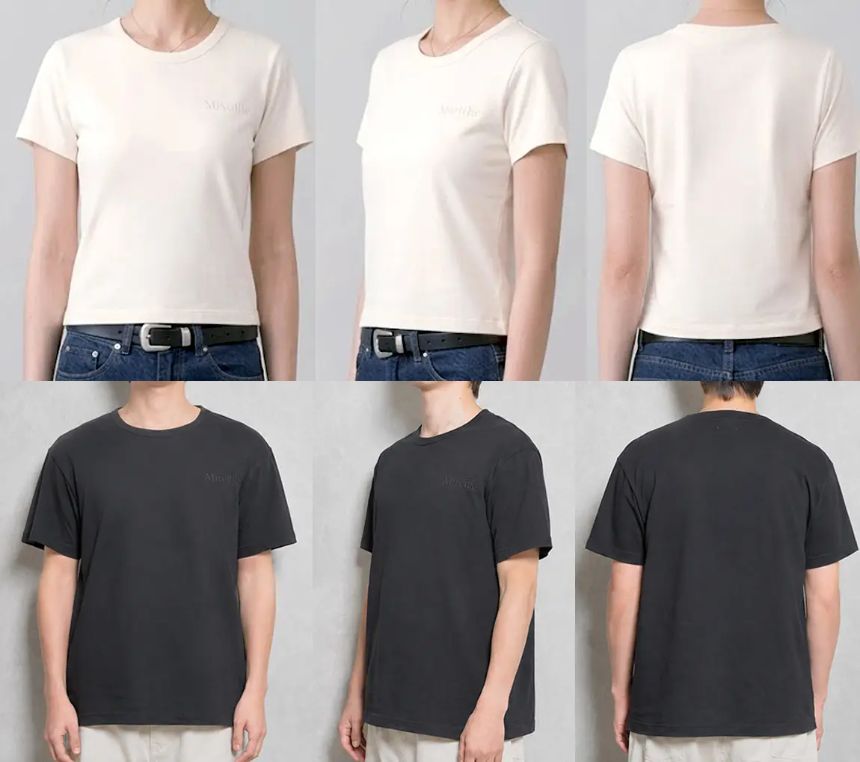 Mireilleのロゴ エンボス コットンTシャツ