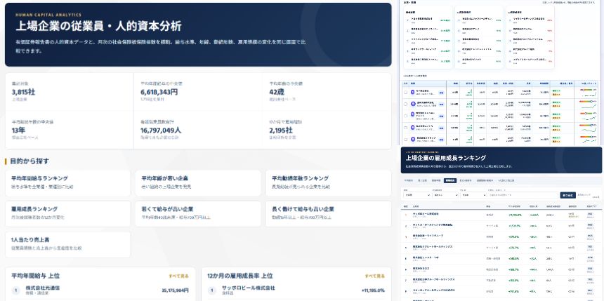 複数の人的資本指標を組み合わせながら企業を比較できる