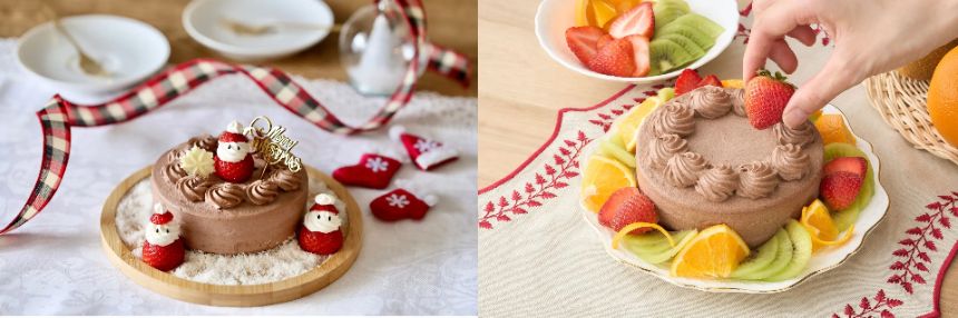フルーツをトッピングしてオリジナルのクリスマスケーキに
